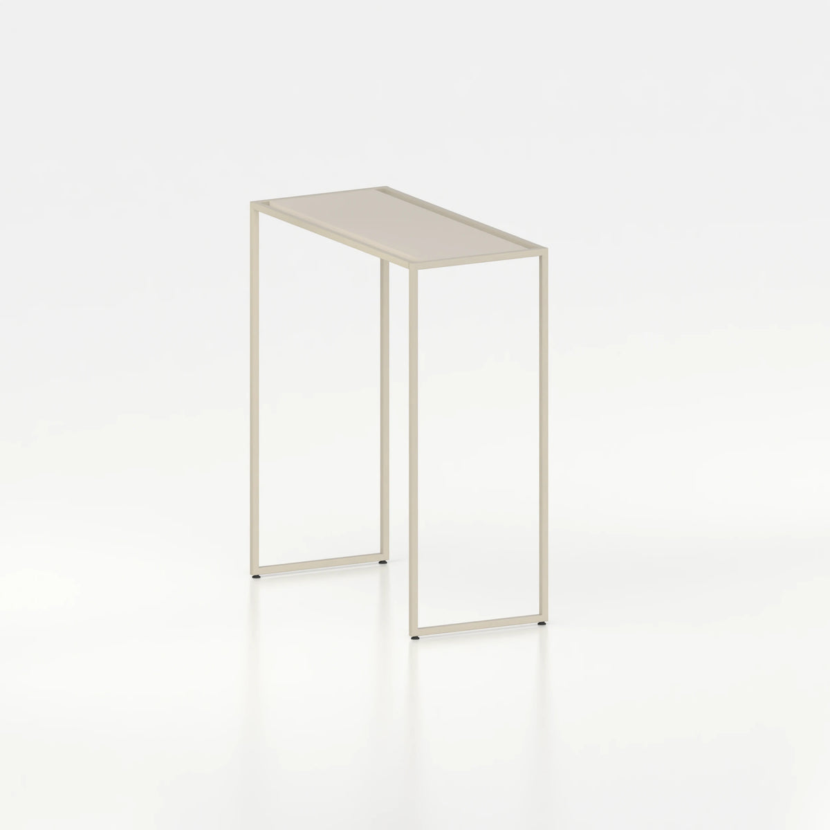 Double penderie pour îlot central boutique textile — plateau bois beige et structure acier beige