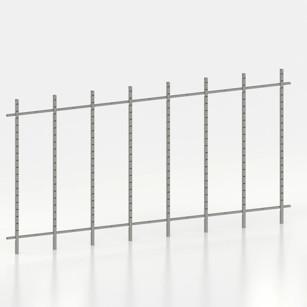 Kit d'agencement linéaire 450 cm avec montants Poto pour boutique — coloris gris