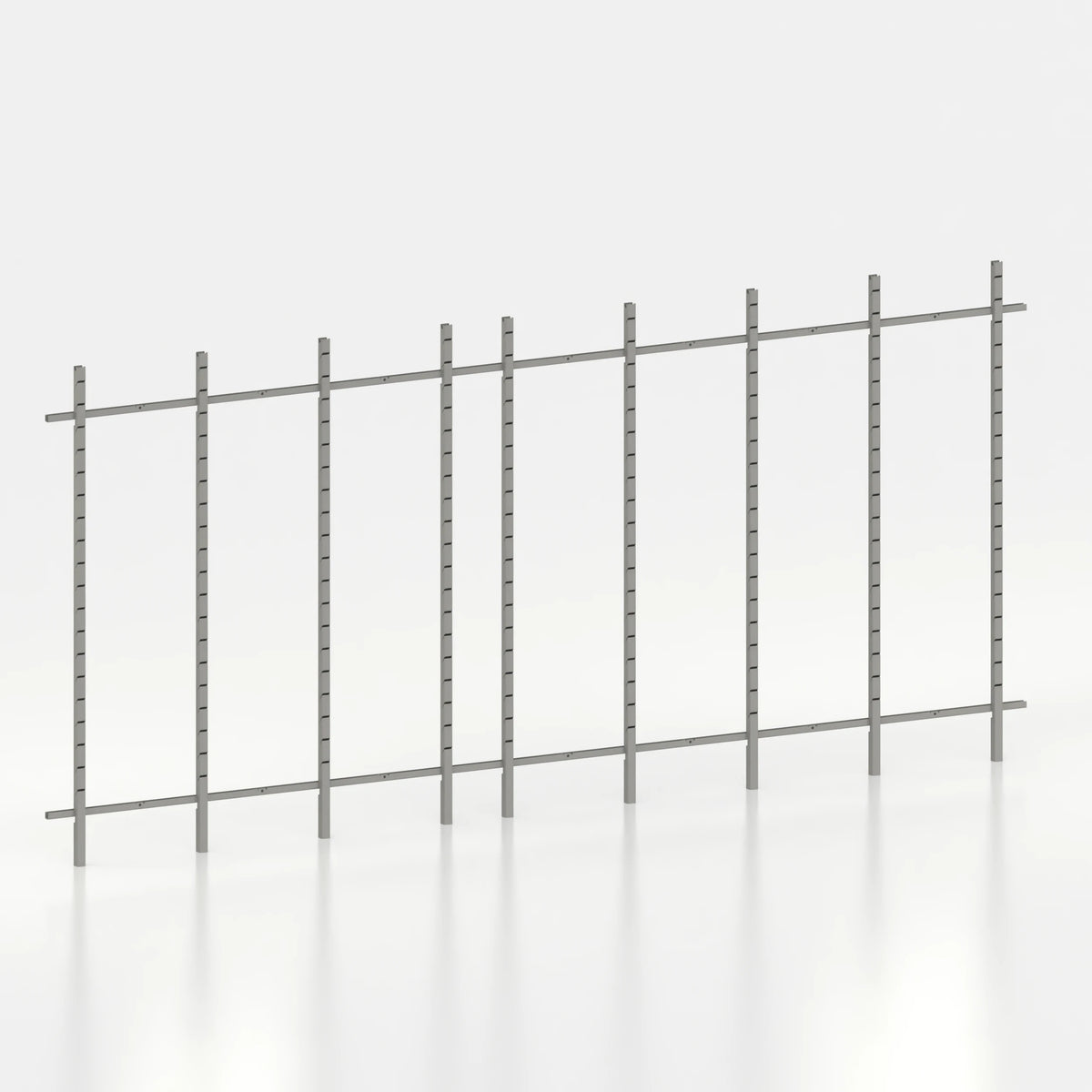 Kit d'agencement linéaire 480 cm avec montants Poto pour boutique — coloris gris