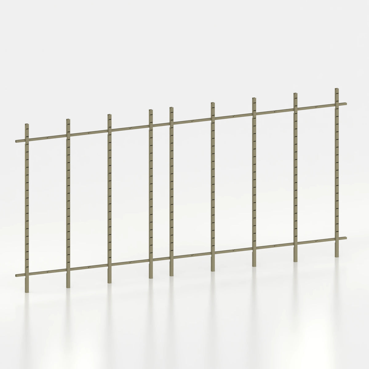Kit d'agencement linéaire 480 cm avec montants Poto pour boutique — coloris kaki
