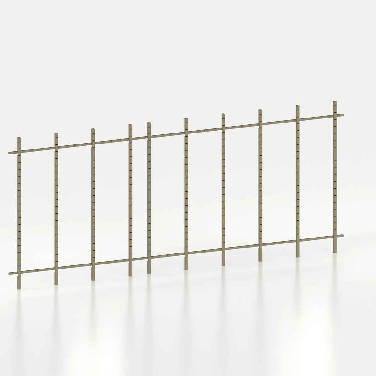 Kit d'agencement linéaire 540 cm avec montants Poto pour boutique — coloris kaki