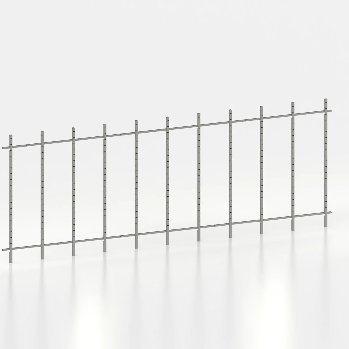 Kit d'agencement linéaire 630 cm avec montants Poto pour boutique — coloris gris