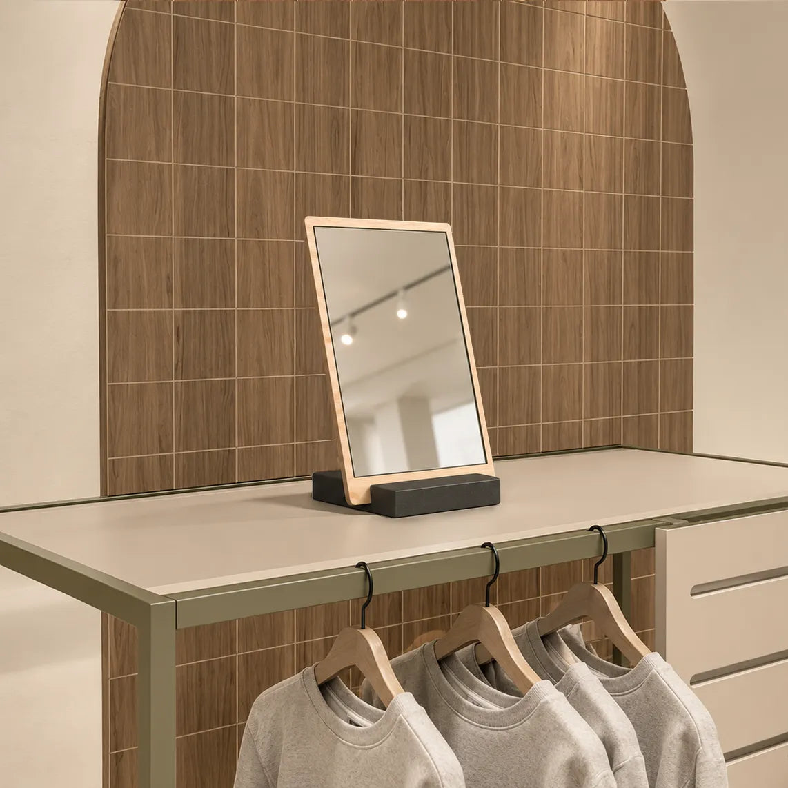 Miroir de Table socle bois
