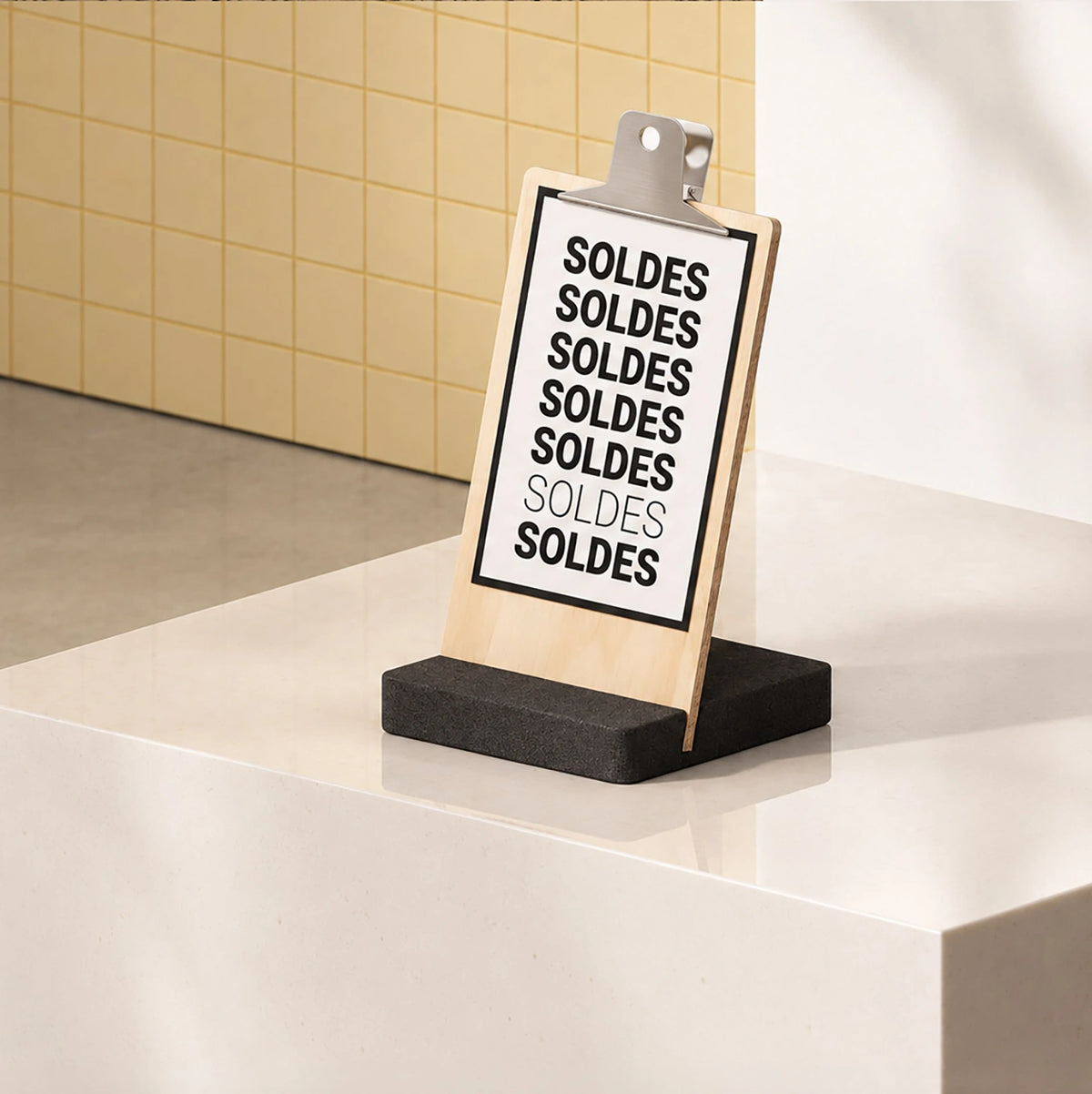 Porte-affiche socle bois